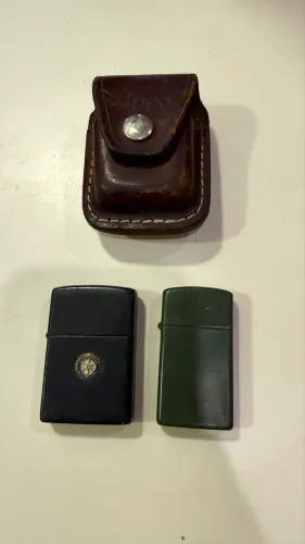 2 isqueiros zippo + 1 case capa em couro