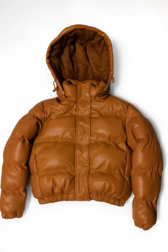 Jaqueta puffer bomber caramelo