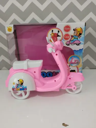 Motocicleta Rosa com Som e Luz