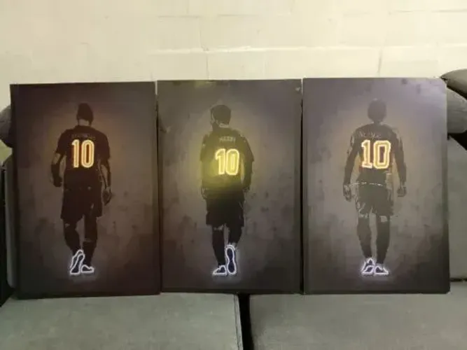 Conjunto de Quadros Decorativo Neymar Messi Ibrahimovic
