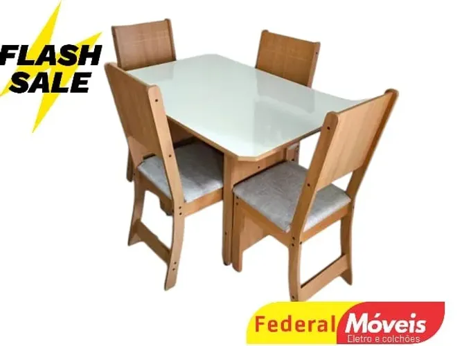 Mesa de Jantar BRANCA c/ 4 Cadeiras 1,10X0,76m CAMPEAO EM VENDAS