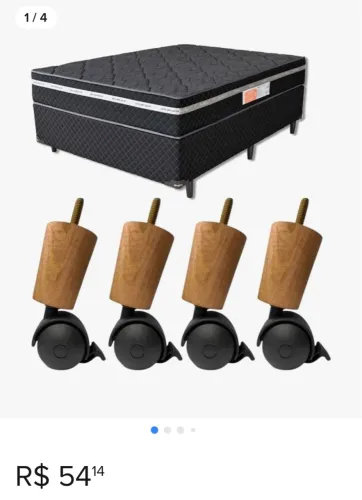 6 Pés para cama box com rodinhas