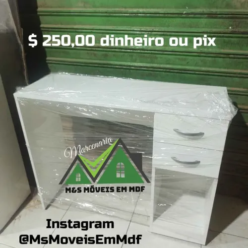 Mesa de Escritório MDF Branca - Nova