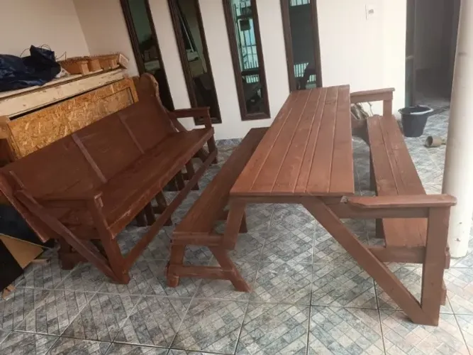 Banco e Mesa 2 em 1 - Rústico Sob Medida