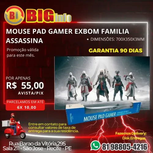 Mouse Pad Gamer Extra Grande 28 x 40 cm 3 mm espessura DIVERSOS MODELOS