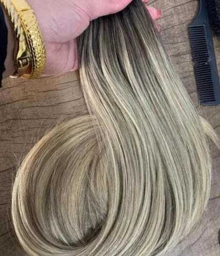 Mega Hair Loiro Claro com Mechas