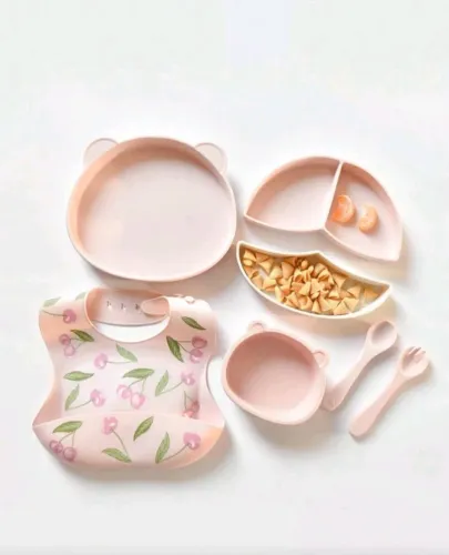 Conjunto de Alimentação Bebê Cozy Pixies Silicone 5 Peças