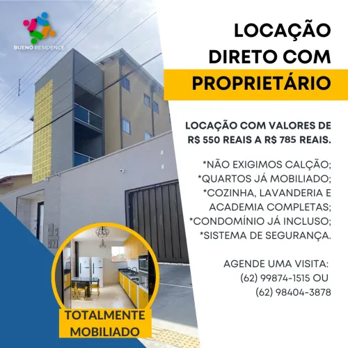 locação individual, totalmente mobiliado, com academia, aceitamos pets