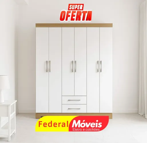 Guarda Roupa 6 Portas e 2 Gavetas Novo - Perfeito para seu Quarto