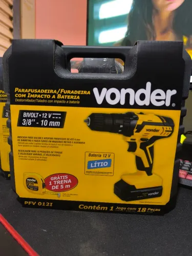 Furadeira impacto e parafusadeira vonder 12v recarregável 1 bateria