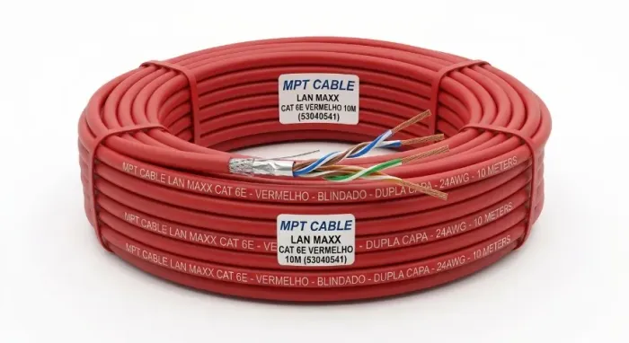 CABO DE REDE MPT CABLE/LAN MAXX/CAT 6E VERMELHO 10M (53040541)