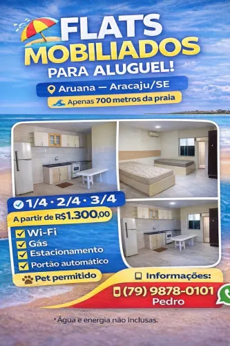 Aptos mobiliados c/ tarifas inclusas no aluguel 