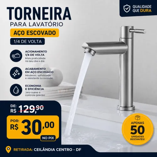 Torneira para Lavatório em AÇO ESCOVADO