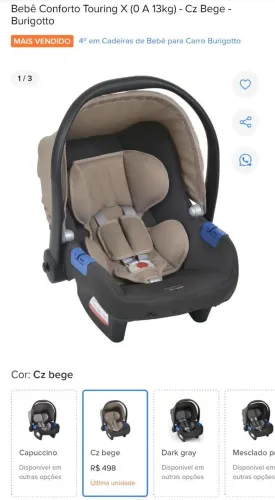 Bebê Conforto Burigotto Touring ( Oportunidade Única ) 