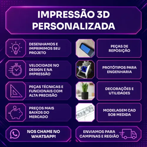 IMPRESSÃO 3D PERSONALIZADA E MODELAGEM CAD SOB MEDIDA