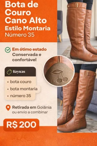 Bota de couro cano alto marrom estilo montaria - confortável e elegante