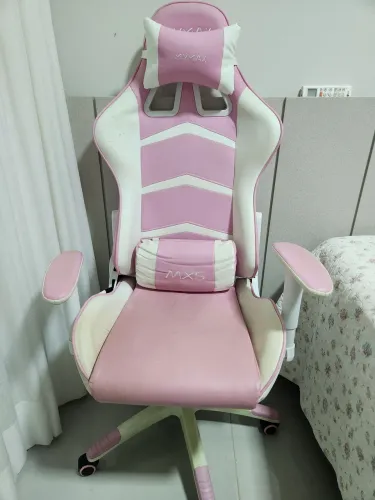 Cadeira Gamer MX5 Giratoria Branco e Rosa MYMAX