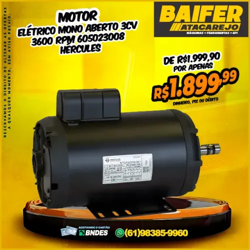 Motor Mono Aberto 3CV 3600 Rpm 605023008 Hércules
