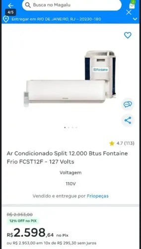 Ar Condicionado Lacrado Fontaine 12.000 BTUS