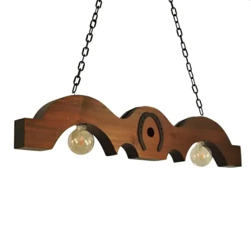 Luminária de Teto Estilo Fazenda "Modelo Canga" - Decoração com Ferradura da Sorte e Madei