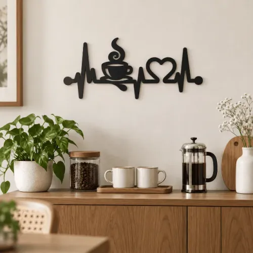 Quadro Decorativo Mdf Café Batimentos Coração Arte Vazada