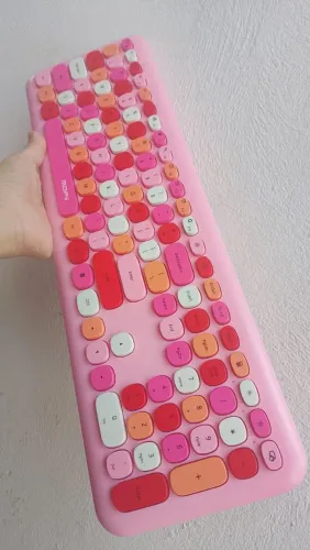 Teclado e mouse sem fio rosa Mofii