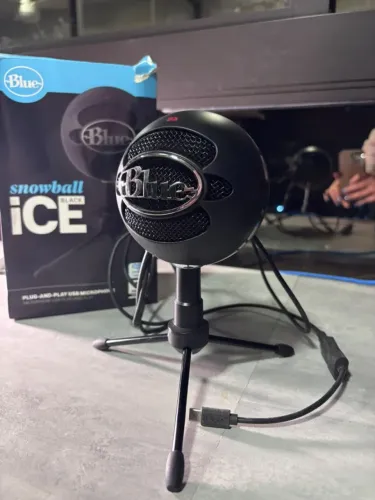 Microfone snowball black ice USB para celular e PC