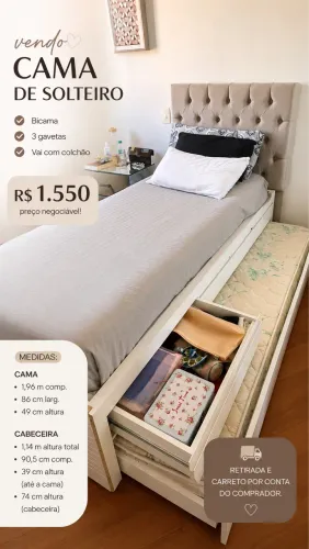 Cama de solteiro (com cabeceira)