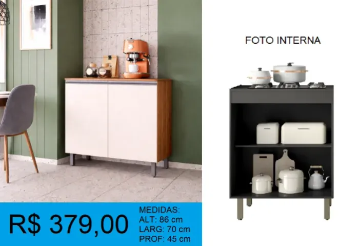 Balcão duas portas 70 cm - a pronta entrega