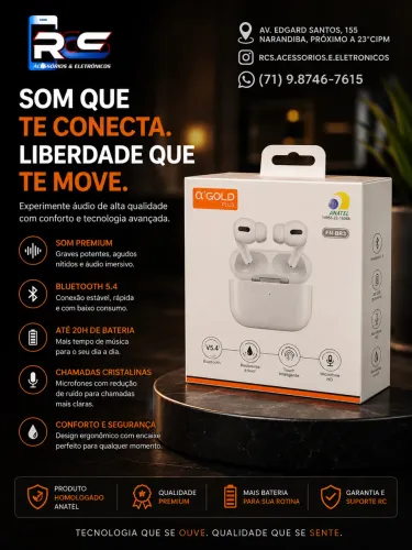 Fone De Ouvido Bluetooth FN-BR3 A?GOLD
