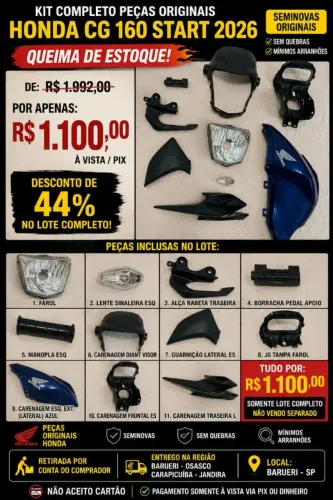 Kit Peças Originais Honda CG 160 Start 2026 - Lote Completo