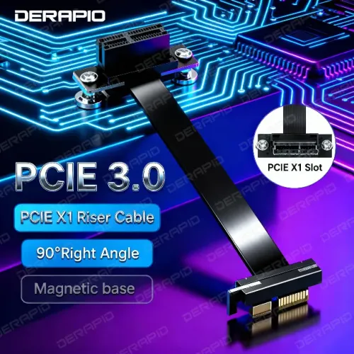 Cabo Riser Extensor Flexível Pci-e 3.0 X1 10cm Para Placa De Rede 90°