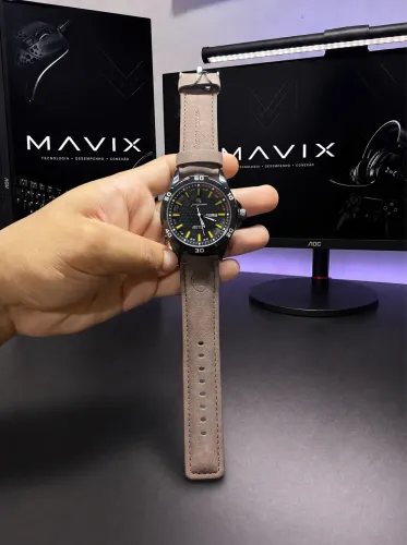 Relógio Masculino | Pulseira Couro ou Aço | Novo a Pronta Entrega