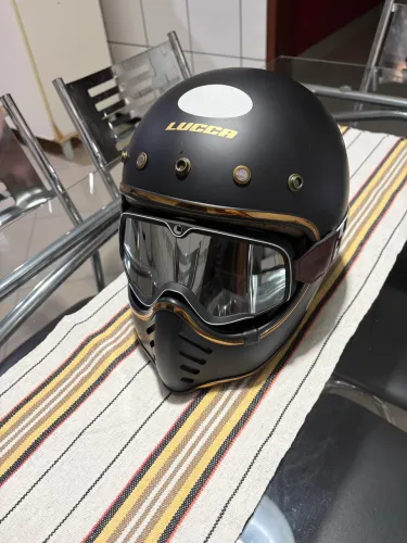 Capacete Lucca Magno X Matt Black Vintage Old School