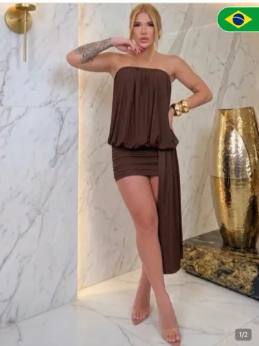 Vestido curto marrom