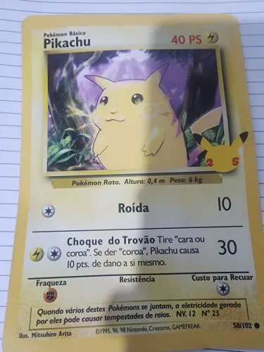 Carta Pokémon TCG - Pikachu(Edição comemorativa - Classic 25 anos) de colecionador!