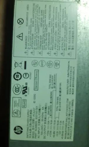Fonte HP PCA227, 270 watts, 3 cabos sata.
