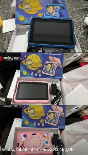 Tablet Infantil Educativo Recarregável Wi-Fi Astronauta azul e rosa