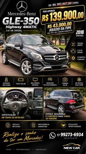 Mercedes-Benz GLE-350 Sport 4matic 3.0 V6 4X4 Diesel 2018