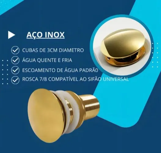 Ralo Válvula Clik Dourado Luxo