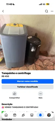 Tanquinho e centrifuga
