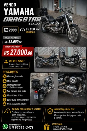 Vendo moto DragDtar 2008 YAMAHA