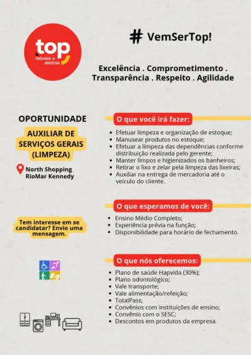 Auxiliar de Serviços Gerais - Rio Mar Kennedy