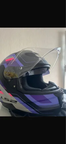 Capacete LS2 Integral - Preto, Roxo e Rosa (Semi-novo / Perfeito Estado)