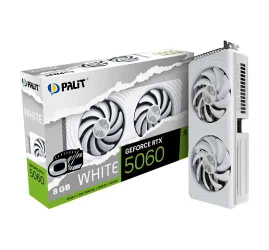 (Renz) Placa de vídeo PALIT Geforce RTX 5060 8GB OC White Edition - Nova e Lacrada
