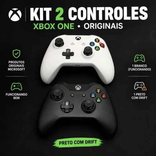 ? KIT 2 CONTROLES ORIGINAIS XBOX ONE - BRANCO + PRETO | LEIA A DESCRIÇÃO