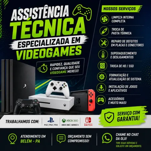 Assistência técnica de vídeo games e controle