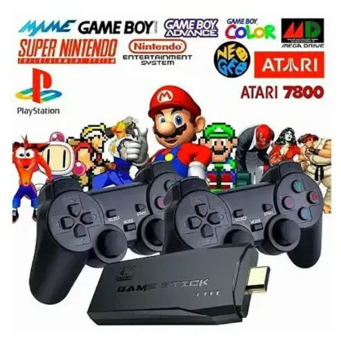 Video Game Stick 4k 20.000 Jogos + 2 Controles Sem Fio Hdmi