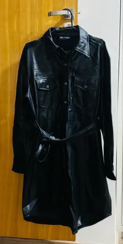 Vestido/Chemise Zara em couro sintético preto