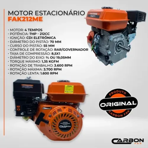 Motor Estacionário 212cc Carbon FAK212ME
